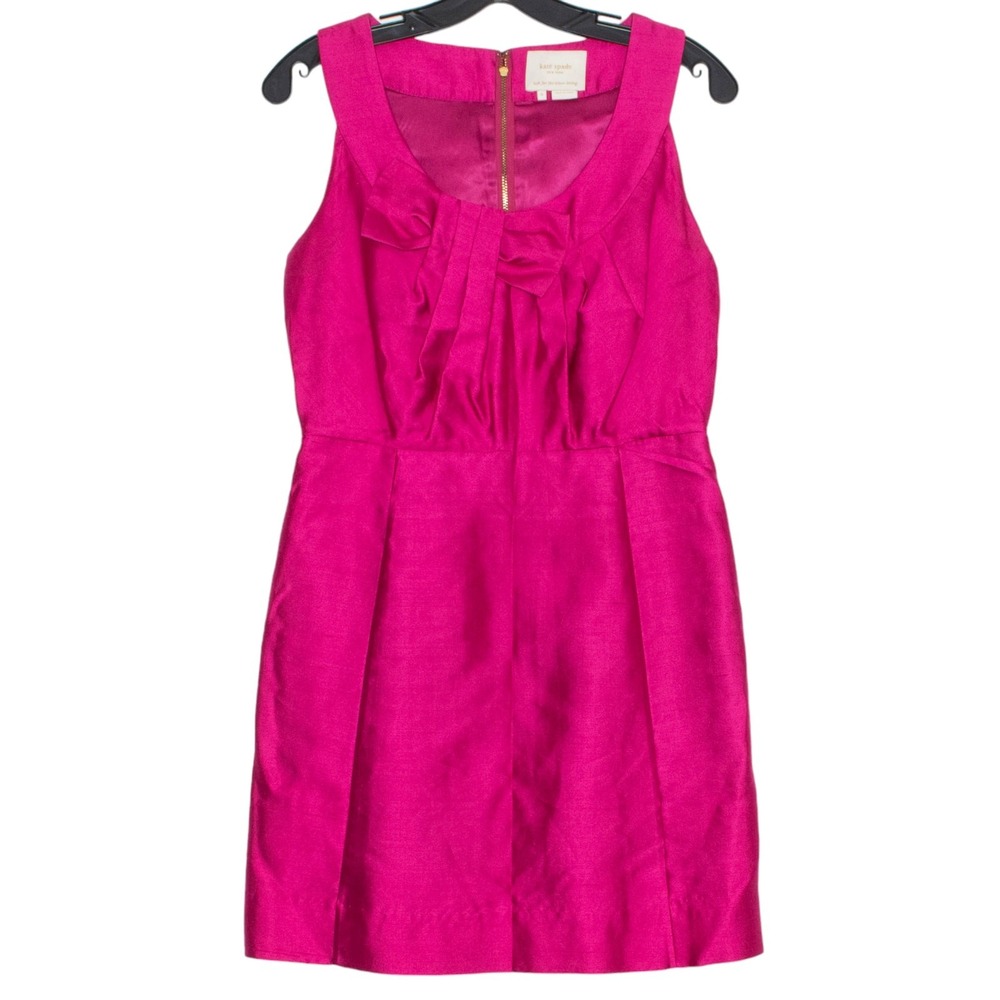Kate Spade‎ Dress Bow Silk Romantic Feminine Cocktail Glam Luxe Pink 6 Flawed